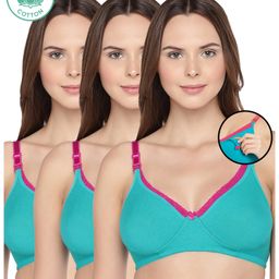 Inner Sense Pack Of 3 Organic Antimicrobial Laced Soft Nursing Bra - Green-21