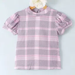 Kookie Kids Half Sleeves Checks Top - Multicolor-picture-29