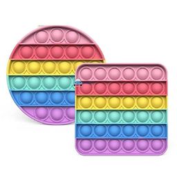 FunBlast Circle & Square Shaped Pop Bubble Stress Relieving Silicone Pop It Fidget Toy Pack Of 2 - Multicolor-11