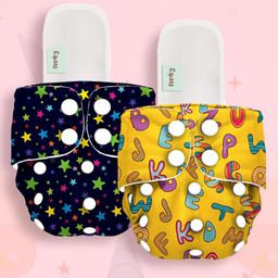 Deedry Cloth Diapers Reusable, Adjustable with Snap Buttons & comes with Insert  - Pack of 2-5