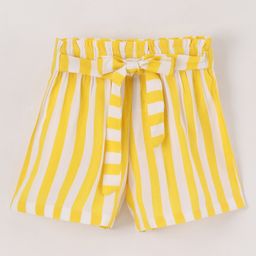 CrayonFlakes Back Elasticated & Front Tie Up Striped   Shorts - Yellow-image-13