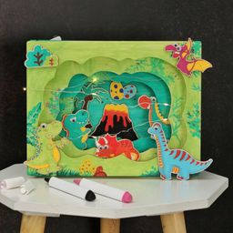 Yellow Bee Prehistoric Dino Themed 3D DIY light Box Kit-18