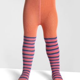 Babyoye Cotton Knit Footed Stripe Designed Stockings - Orange-image-53
