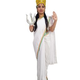 BookMyCostumeMother India Fancy Dress Costume Set - White & Tricolour-image-91