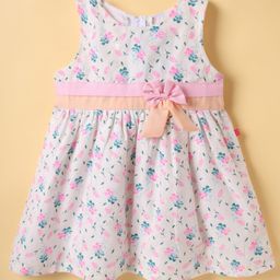 Twetoons Cotton Knit Sleeveless Frock With Floral Print - Pink-image-15