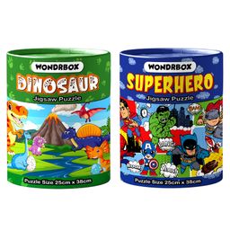 WONDRBOX Jigsaw Puzzle for Kids for Age 5 6 7 Years Boys and Girls | 60 Pieces | Size 15X10 Inches (Dino+Superhero)-image-94