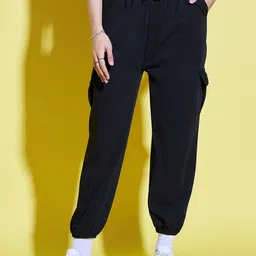 DIMPY GARMENTS Women Relaxed High-Rise Joggers Trousers-image-98