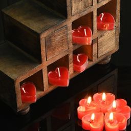 Somil Red Set of 10 Heart Shaped Scented Candles-image-26