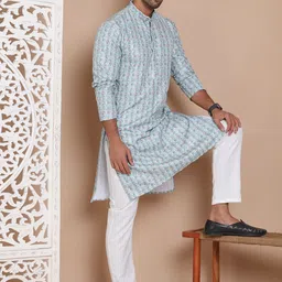 Anouk Men Printed Regular Sequinned Kurta with Pyjamas image 1