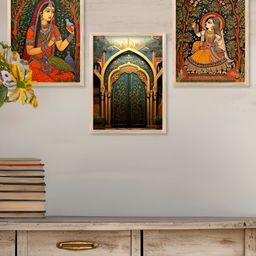 Kotart Brown & Red 3 Piece Wood Religious Wall Paintings-picture-30