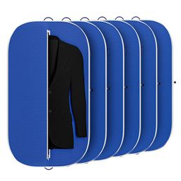 Kuber Industries Blue & White 6 Pieces Textured Non-Woven Suit Organisers With Zip-55