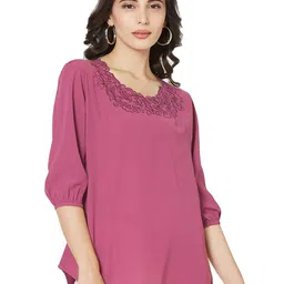 G0-4 IT Embroidered Round Neck Puff Sleeve Georgette Top-picture-49