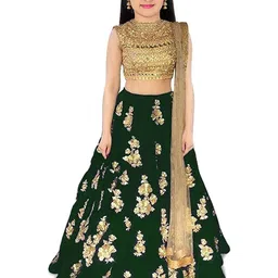 F Plus Fashion Girls Embellished Semi-Stitched Lehenga Set With Dupatta-image-96