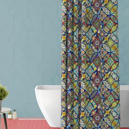 ArtzFolio Green & Brown Printed Waterproof Shower Curtain-image-72