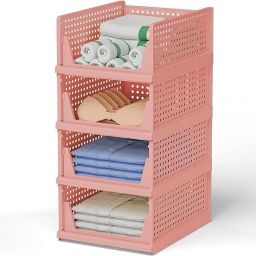 Plastic Foldable and Stackable Closet Drawer Organizer for Clothes (Pack of 4) PVC Collapsible Wardrobe-image-47