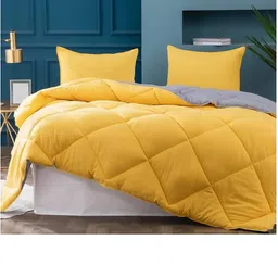 Doristyle Yellow 250 GSM Checked Microfiber Single Bed Comforter-picture-29
