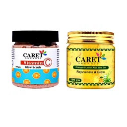 CARET ORGANIC Set Of 2 Vitamin C Glow Scrub & Orange Lemon Aloevera Gel - 100 g Each-0
