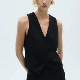 MANGO Solid Formal Waistcoat-image-83