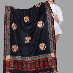 Tones-N-Shades Ethnic Motifs Embroidered Woollen Shawl-image-82