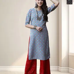 HERE&NOW Women Pack OF 2 Ethnic Motifs Printed Crepe Kurta-image-7