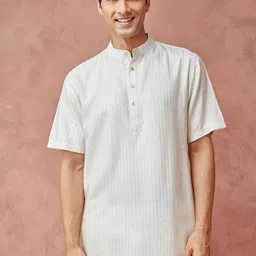 Fabindia Striped Band Collar Straight Kurta-picture-16
