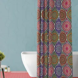 ArtzFolio Purple & Red Ethnic Motifs Printed Waterproof Shower Curtain-image-92