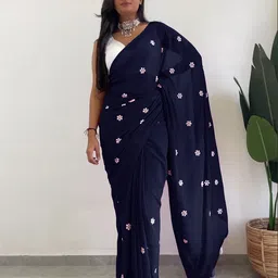 Anouk Floral Poly Georgette Saree-image-55