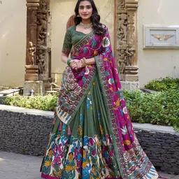 APNISHA Printed Ready to Wear Lehenga & Unstitched Blouse With Dupatta-picture-13