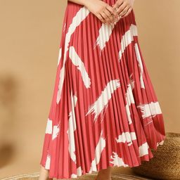 LookShine Printed Pleated A-Line Maxi Skirt-picture-47