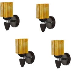 1ST TIME Pack of 4 Yellow & Black Glass Rectangle Shaped Wall Lamp-picture-10