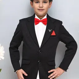 Qitty Boys Notched Lapel Single Breasted Party Blazer With Shirt & Bow Tie-image-10