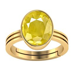 VISHVMA Gold-Plated 4.00 Ratti To 4.50 Ratti Sapphire Gemstone-Studded Finger Ring-picture-17