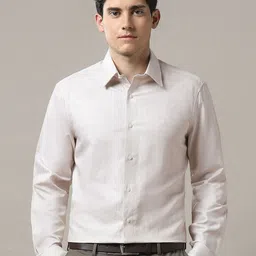 Arrow Men Classic Tailored Fit Spread Collar Textured Linen Formal Shirt-image-17