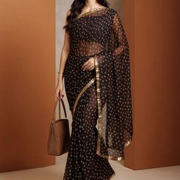 Anouk Rustic Ethnic Motifs Printed Zari Pure Chiffon Saree-picture-39