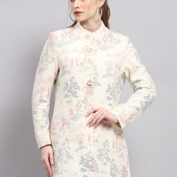 Monte Carlo Georgette Embroidered Mock Collared Coat image 1
