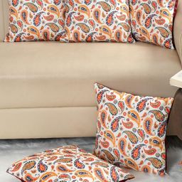 WiseHome Velvet Printed 16x16 Inch Set of 5 Cushion Cover-image-7