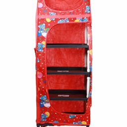 Maanit Foldable Collapsible Wardrobe with 5 Shelves - Red-18