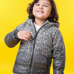 Babyhug Full Sleeves Hooded Padded Winter Jacket - Grey-image-70