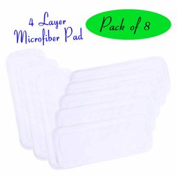 The Little Lookers 4 Layer Microfiber Insert For Reusable Diapers Pack Of 8 - White-24