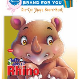 Sawan Presents 'Who Am I' Rhino Die Cut Shape Board Book - English-1