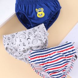 Babyhug 100% Cotton Breifs Pack of 3 - Blue Light Grey-image-71