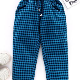 Rikidoos Full Length Checked Pants - Blue-image-21