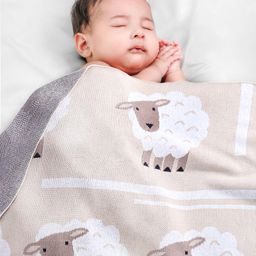 Babyhug Premium Knitted 100% Cotton All Season Blanket Sheep Print - Light Brown-image-26