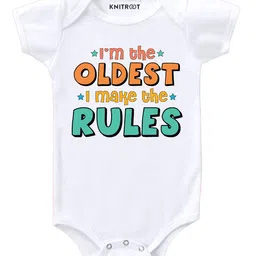 KNITROOT Older Make Rules Print Half Sleeves Onesie - White-picture-6