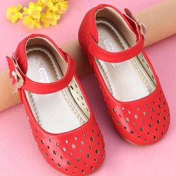 Cute Walk by Babyhug Belly Shoes Butterfly Applique - Red-image-43