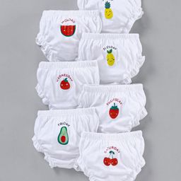 Babyhug 100% Cotton Bloomer Pack of 7 Fruit Graphic - White-image-17
