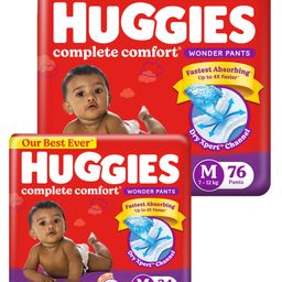 Huggies Complete Comfort Wonder Pants Medium (M) Size Baby Diaper Pants with 5 in 1 Comfort - 76 Pieces & Huggies Complete Comfort Wonder Pants Medium Size Baby Diaper Pants - 34 Pants-19