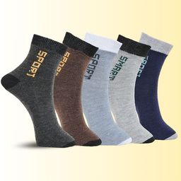 MJE Pack Of 5 Printed Mid Rise Ankle Length Socks-image-38