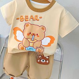 LULU & SKY Unisex Kids Printed T-shirt with Shorts-image-24