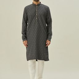 Arihant Rai Sinha Geometric Woven Design Mandarin Collar Jacquard Kurta With Pyjama-image-102